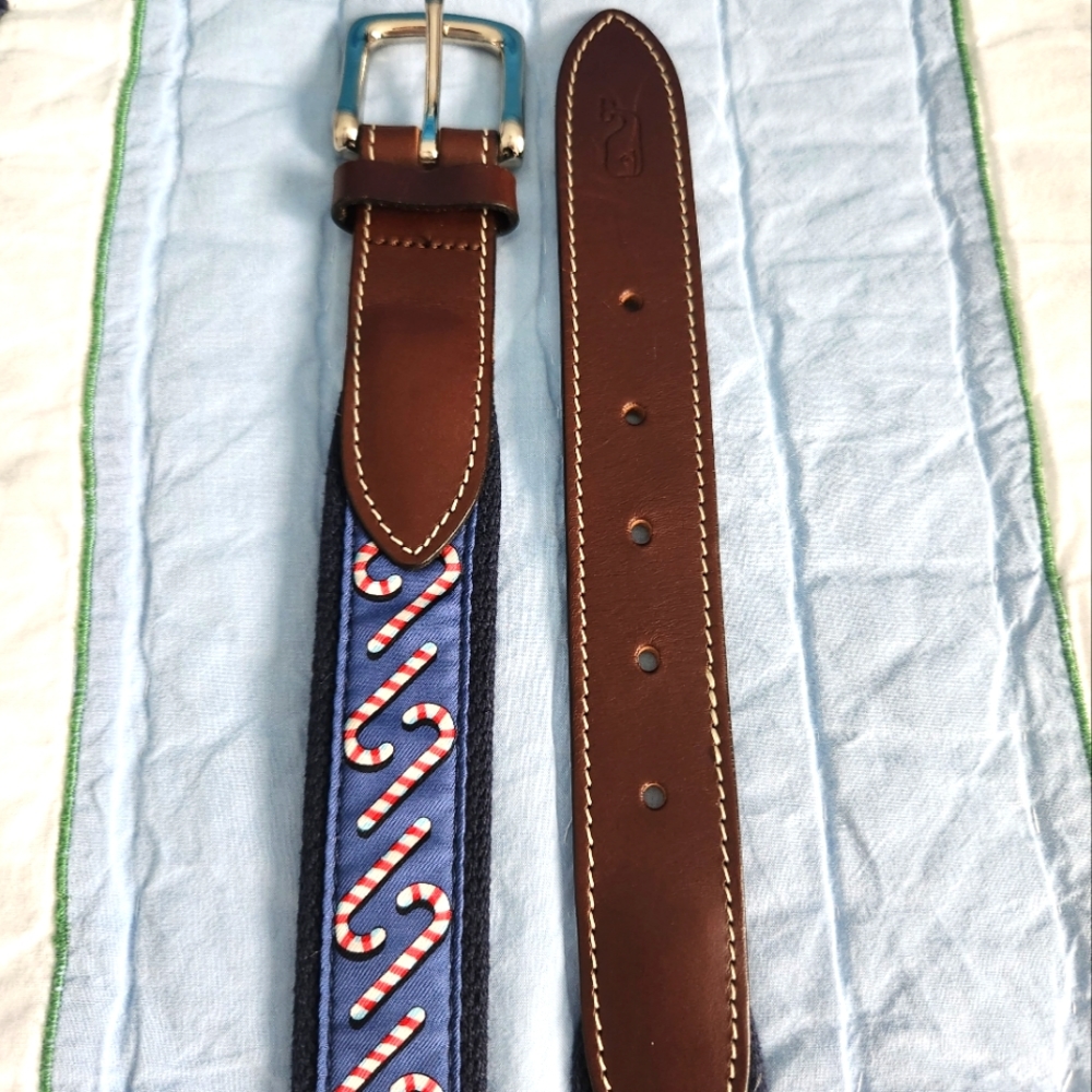 Vineyard Vines Boys' Candy Canes Canvas Belt